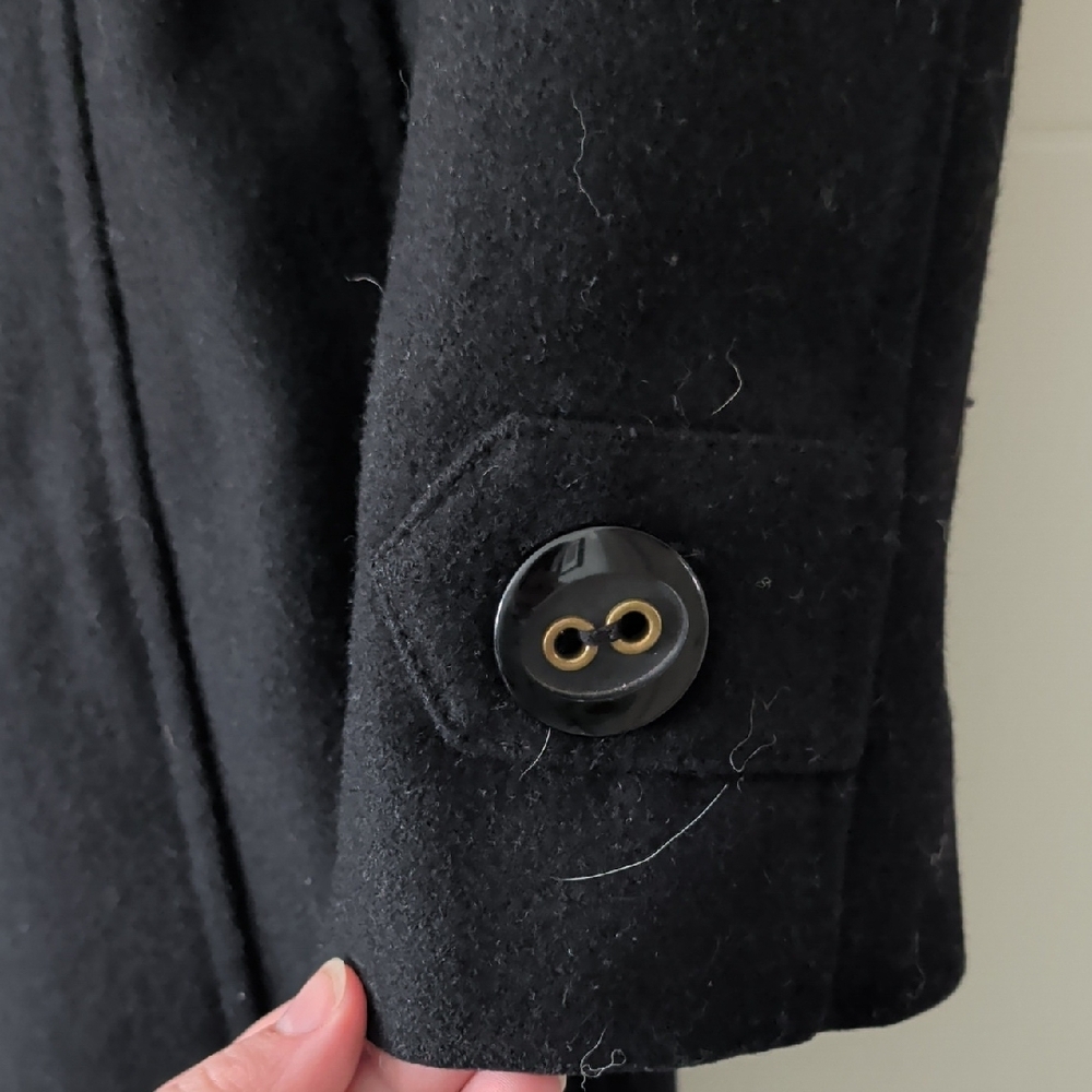 Guess Black Double-Breasted Wool Trench Coat - Picture 4 of 5